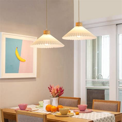 Modern Beige Pleated Pendant Light Ping Lighting