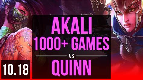 AKALI Vs QUINN TOP 1 4M Mastery Points 1000 Games 8 Solo Kills