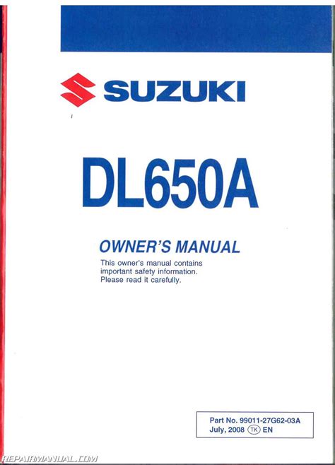 Suzuki V Strom Dl A Abs Motorcycle Owners Manual