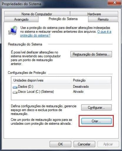 Como Criar Um Ponto De Restauração De Sistema No Windows 7