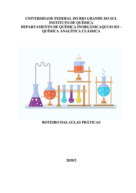 Roteiro Das Práticas Química Analítica Clássica 2020 Ii Universidade