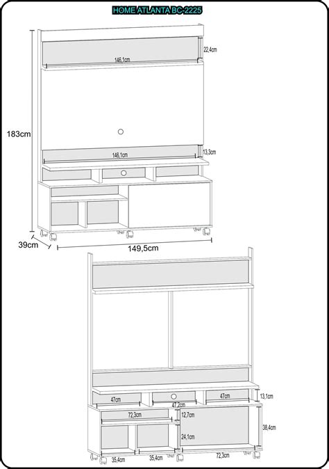 Home 1 Porta P Tv Até 55 Atlanta 2225R Canelato 3d Off White Atualle