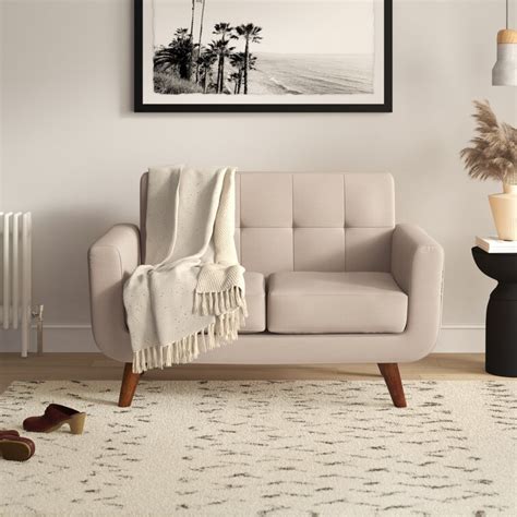 Linen Square Arm Loveseat - Sofa Design