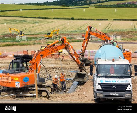 laying foundations  house building lincolnshire england stock