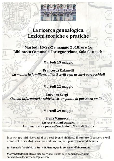 Corso La Ricerca Genealogica Lezioni Teoriche E Pratiche