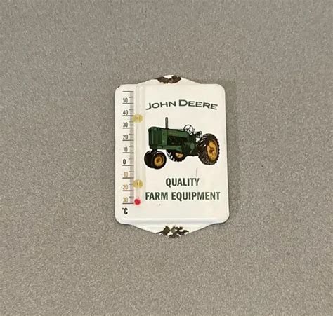 Vintage John Deere Tractor Porcelain Thermometer Sign Car Gas Oil Truck