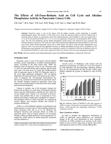 Solution The Effects Of All Trans Retinoic Acid On Cell Cycle And