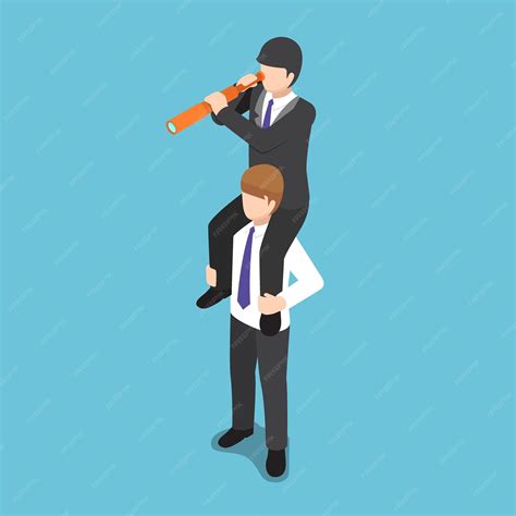 Premium Vector Flat 3d Isometric Businessman Ride On His Colleague