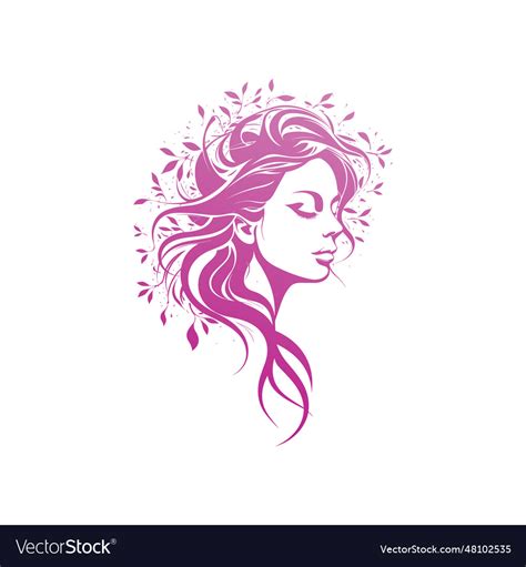 Woman headshot with curly hair and floral Vector Image