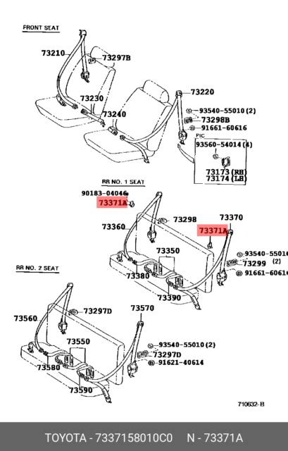 Hanger Rear Seat Shoulder Belt Right 7337158010C0 For TOYOTA 73371