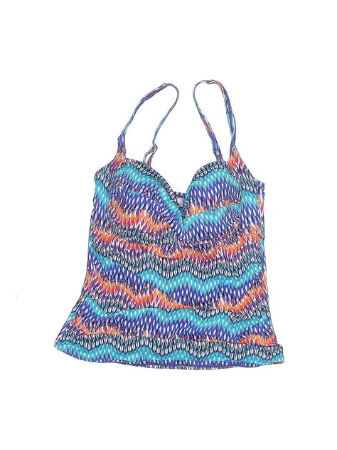 La Blanca Chevron Herringbone Chevron Multi Color Blue Swimsuit Top