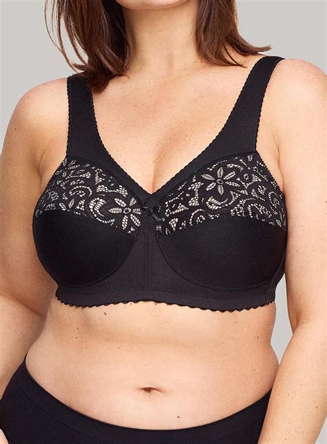 Glamorise Magic Lift Cotton Full Figure Support Bra Black Debras