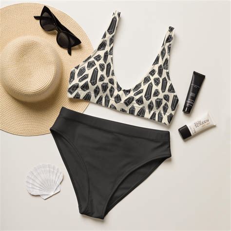Cute Crystal Bikini Set Witchy Two Piece Goth Bikini Set Recycled High Waisted Bikini Etsy