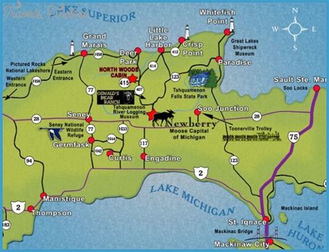 Michigan Map Tourist Attractions - TravelsFinders.Com