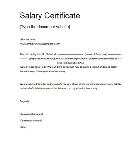 Salary Certificate Template