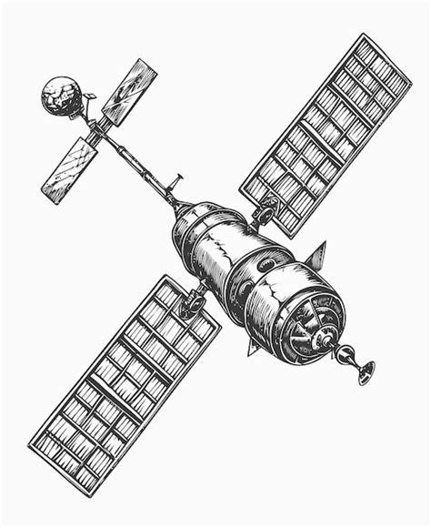 Ilustración por satélite Libro para colorear por satélite Vector Premium