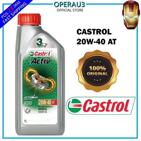 CASTROL ACTIV 4T 20W40 SEMI SYNTHETIC ENGINE OIL 1 Liter 100 ORIGINAL