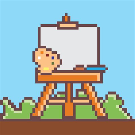 pixel art easel with paintbrush and canvas 35956094 Vector Art at Vecteezy