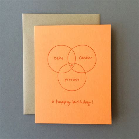 Venn Diagram Card Happy Birthday Cake Candles Present Letterpress