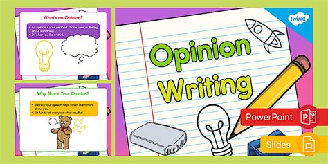 Opinion Writing PowerPoint & Google Slides for K-2nd Grade 