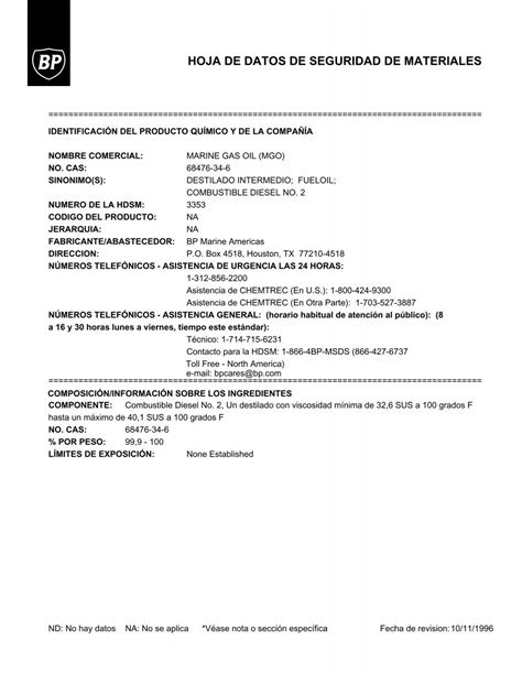 Hoja De Datos De Seguridad De Materiales Bp Pds Msds Search