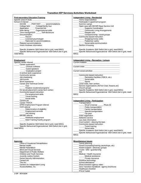 Daily Living Skills Worksheets