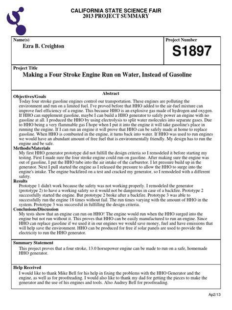 Making A Four Stroke Engine Run On Water Instead Of Gasoline Pdf Internal Combustion Engine