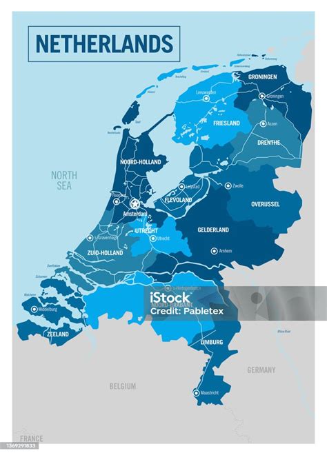 Niederlande Holland Land Politische Karte Detaillierte