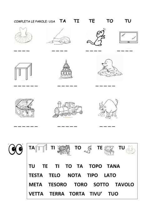 Parole Con Ta Te Ti To Tu Worksheet Parole Workbook Worksheets