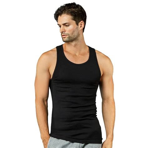 3 6 Pack Mens 100 Cotton Ribbed A Shirts Black White Wife Beater Tank