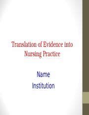 Translation Of Evidence Into Nursing Practice Ppt Translation Of