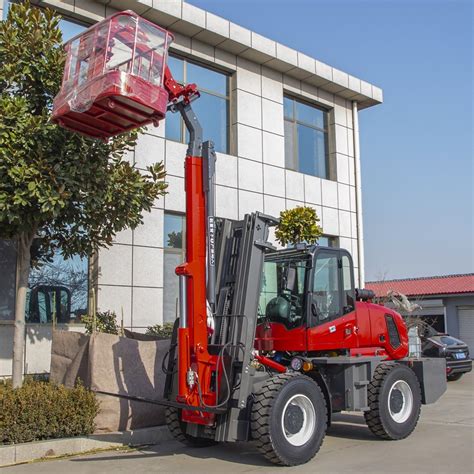 X Off Road Rough All Terrain Forklift Truck With Basket Crane