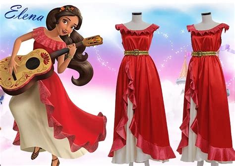 Elena of Avalor Princess Elena Cosplay Costume Red Luxury Fancy ...