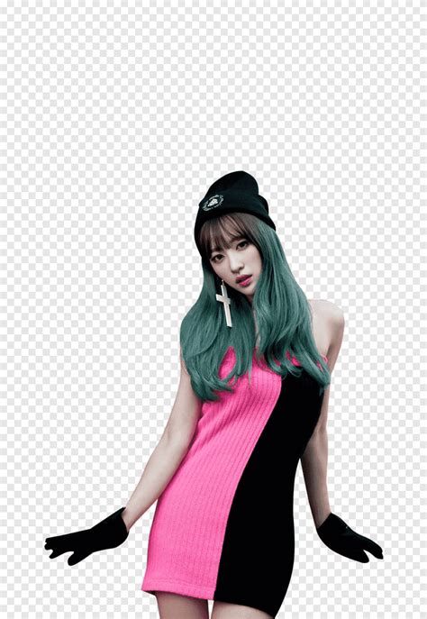 Exid Standing Woman Wearing Pink And Black Sleeveless Dress Png Pngegg