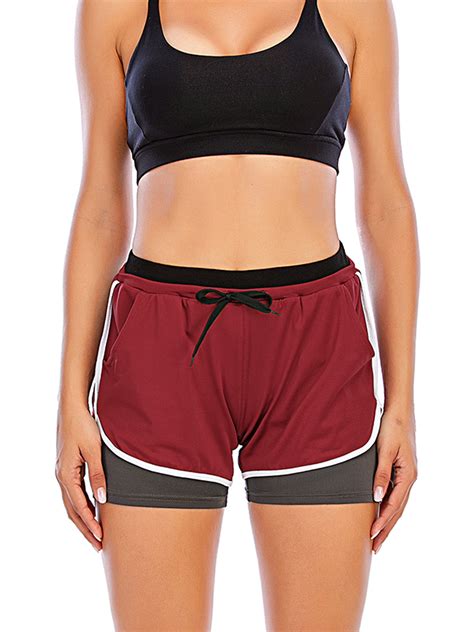 Double Layer Summer Women Casual High Waist Sport Yoga Fitness Shorts Running Hot Pants Solid