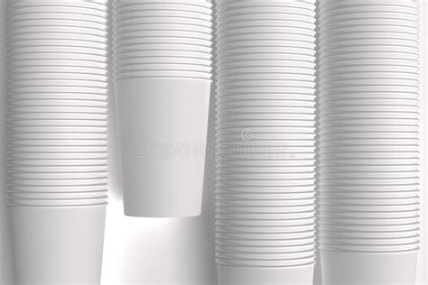 3d Render Stack Of Paper Cups Mockup For Design Stock Illustration