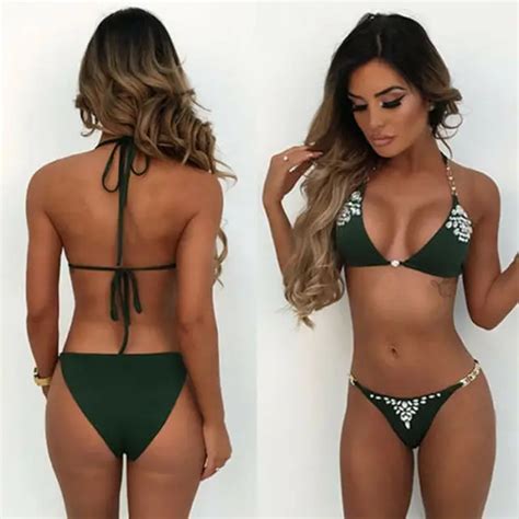 Bikini Crystal Rhinestones Glitter Diamond Gems Swimwear Women Bikini