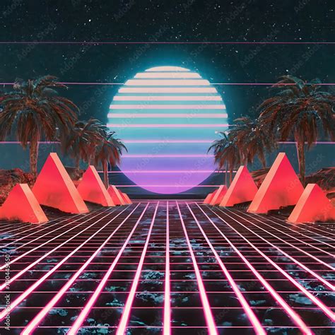 retro wave background with a nod to the '80s aesthetic, featuring bold ...