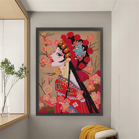 Full Embroidery Eco Cotton 11CT Print Peking Opera Hua Dan Cross Stitch