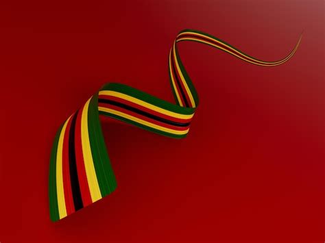 Premium Photo D Flag Of Zimbabwe Country D Wavy Shiny Ribbon Flag