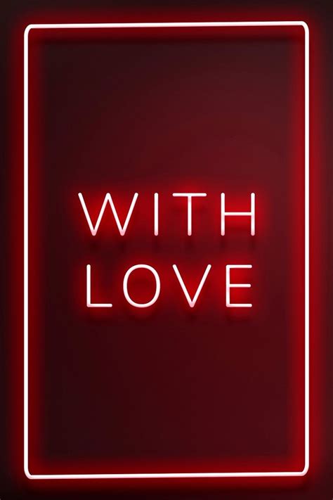 Glowing Love Neon Typography On Red Background