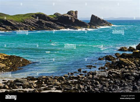 Clachtoll Bay Split Rock Behind Clachtoll Assynt Scotland United