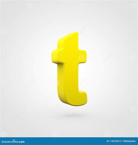 Plastic Yellow Letter T Lowercase Isolated On White Background Stock