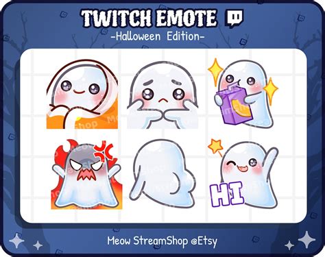 Twitch Emote Cute Ghost Emotes Pack 2 Comfy Shy SIP Angry Rage