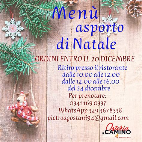 Men D Asporto Di Natale All Osteria Il Camino Lago Di Como E Valsassina