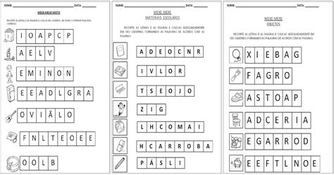 Atividades para Alfabetização Mexe Mexe de palavras SÓ ESCOLA