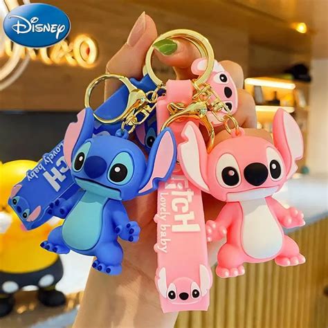 Disney Stitch Keychain Cartoon Figure Doll Charms Car Pendant Keyrings