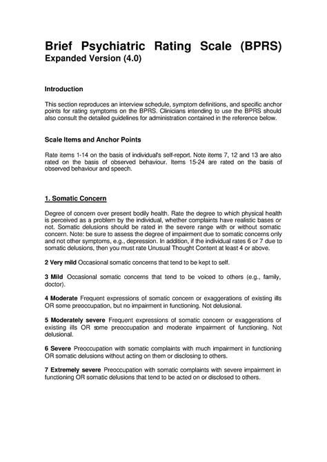 Brief Psychiatric Rating Scale Clinicians Intending To Use The Bprs