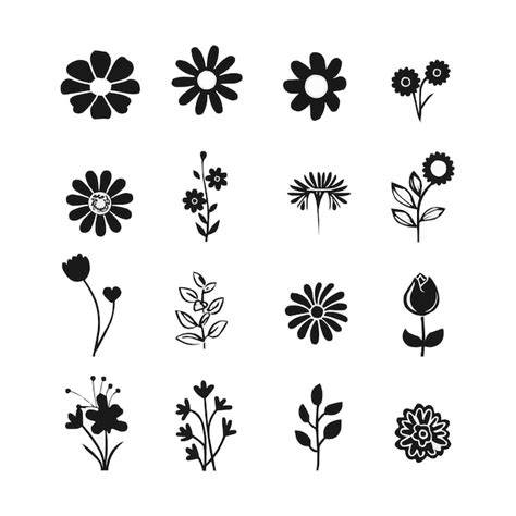 Premium Photo | Flower icons set isolated on white background Flower ...