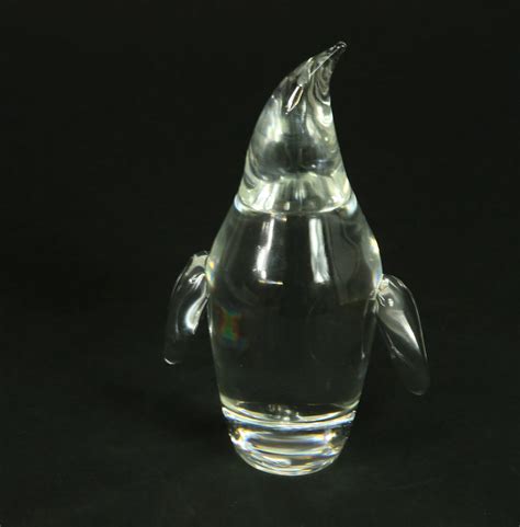 Signed Steuben Clear Crystal Penguin Designed By George Thompson Circa